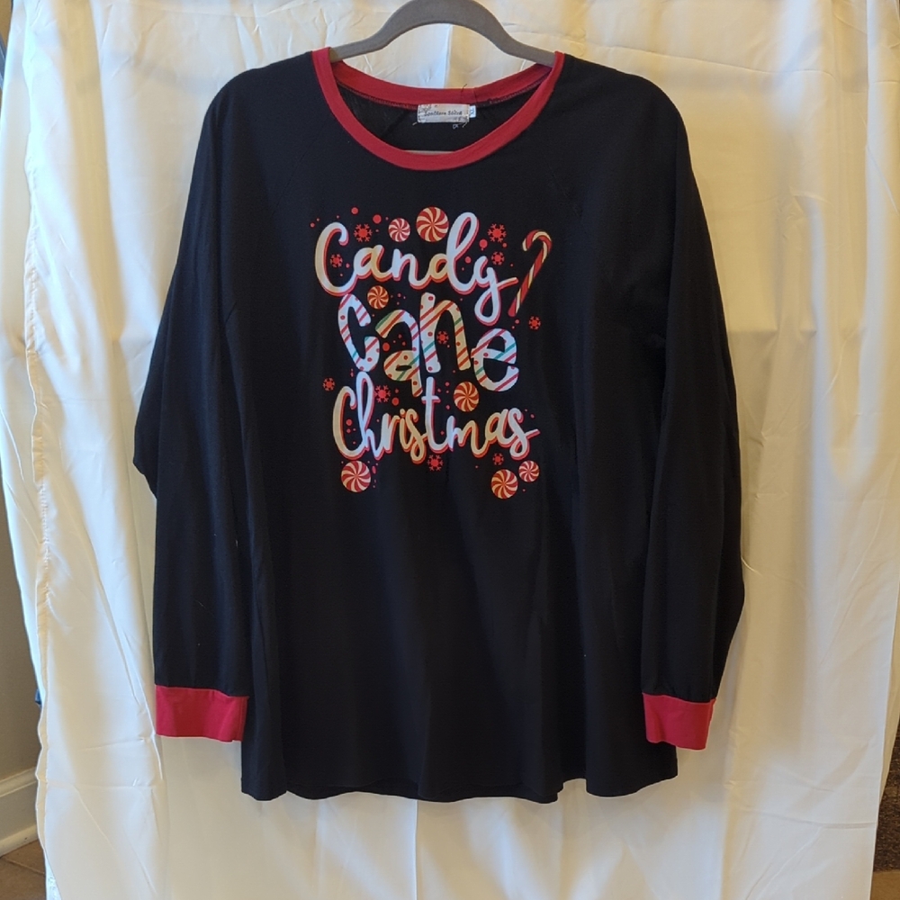 Festive Black and Red Christmas Long Sleeve Tee